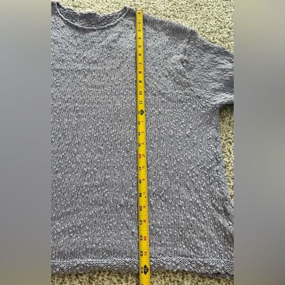 J. Jill L Purple Lavender Textured Cotton Sweater Tab Sleeves Coastal Fall - Picture 8 of 8